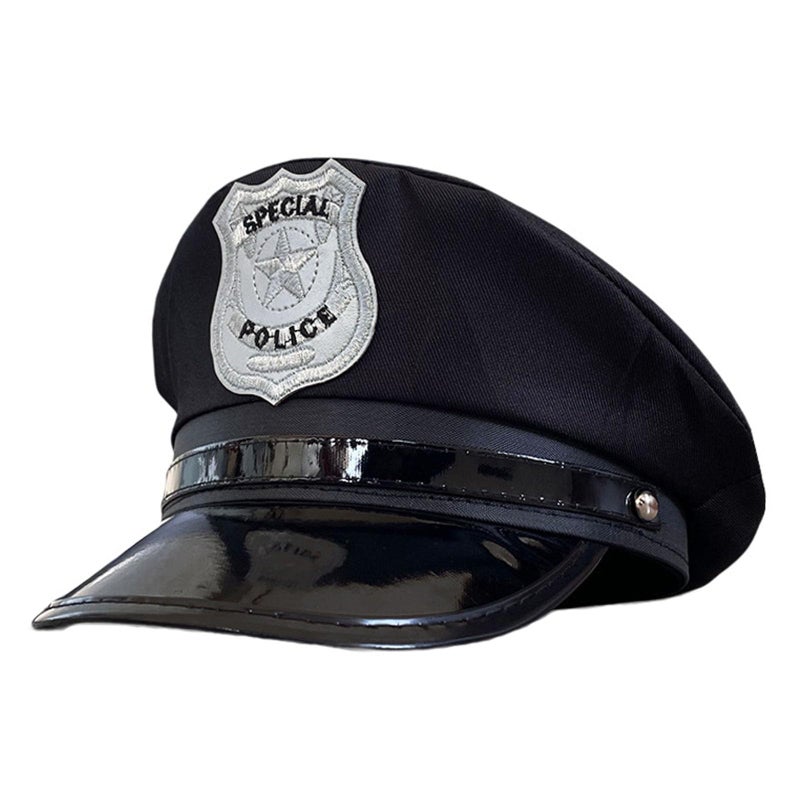 Soochat Police Hat Cop Hat Policeman Cap Police Cosplay Halloween Party Accessories - Image 1